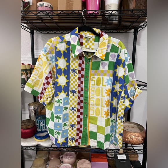 Anthropologie Celandine Linen Blend Short-Sleeve
Buttondown Shirt, SMALL NWT - Picture 3 of 4